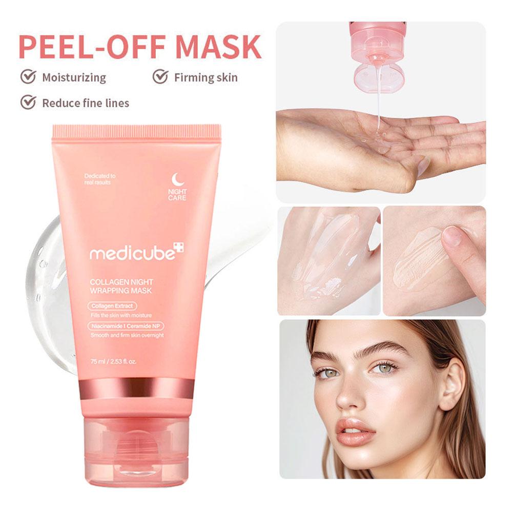 Collagen Overnight Wrapping Peel-Off Facial Mask 75ml Korean Night Mask For Deep Hydration Skin Care Repair