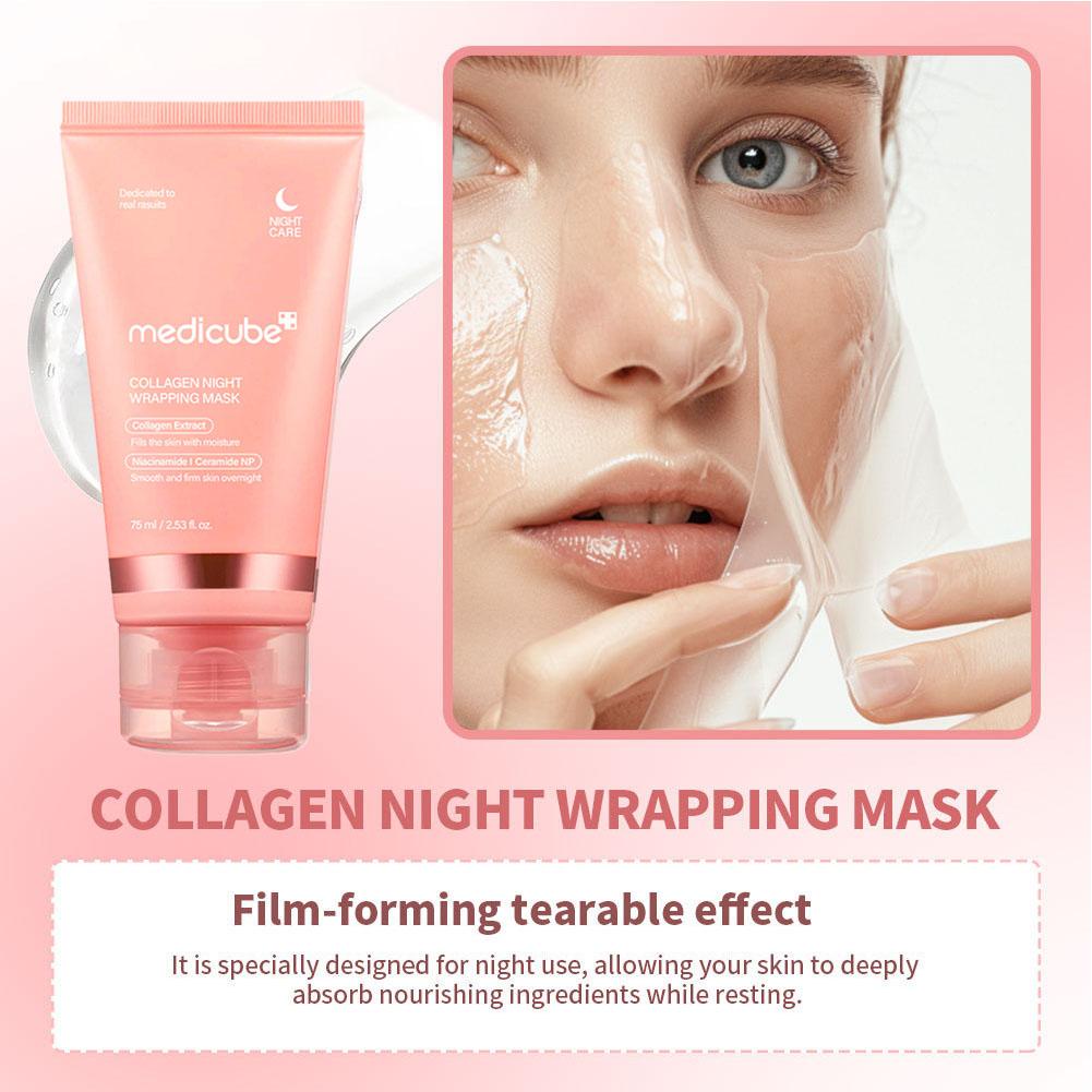 Collagen Overnight Wrapping Peel-Off Facial Mask 75ml Korean Night Mask For Deep Hydration Skin Care Repair