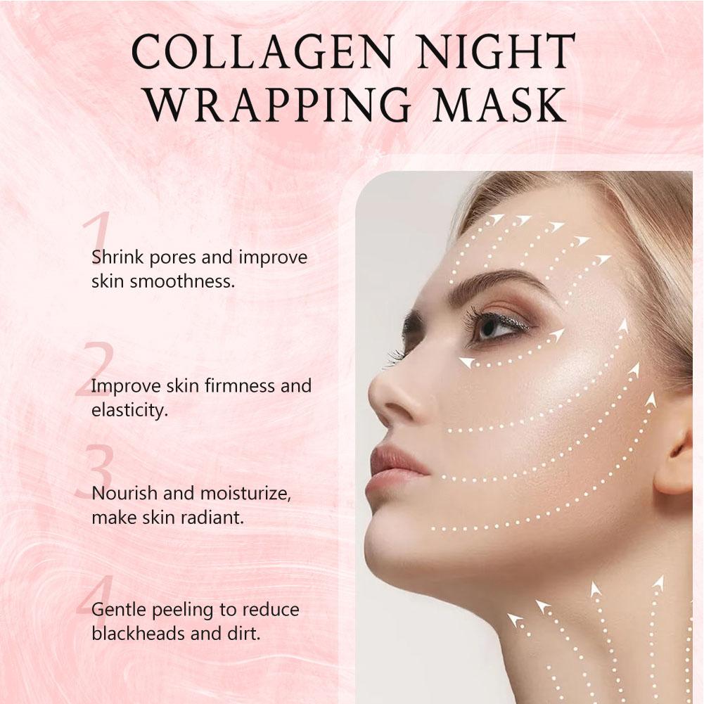 Collagen Overnight Wrapping Peel-Off Facial Mask 75ml Korean Night Mask For Deep Hydration Skin Care Repair