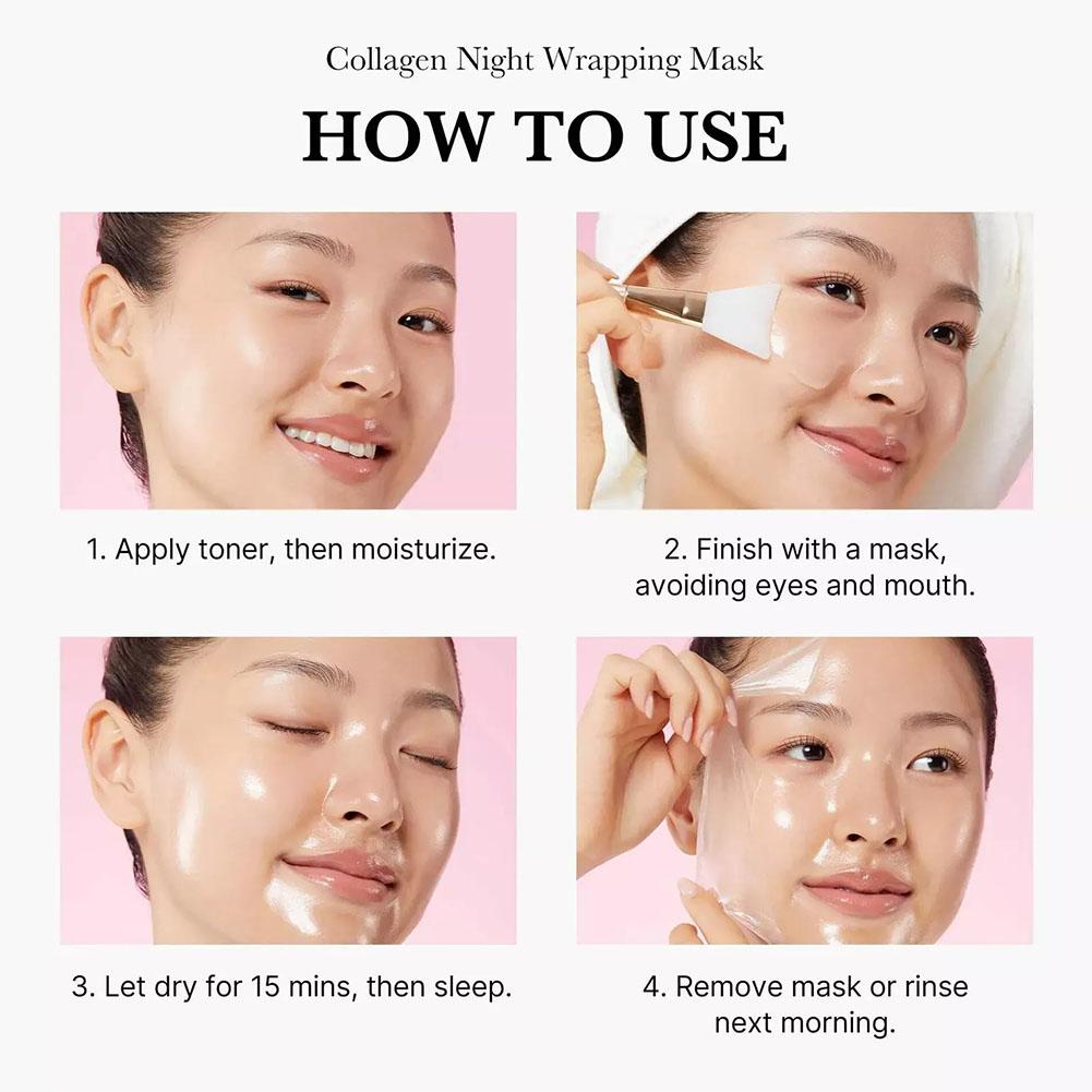 Collagen Overnight Wrapping Peel-Off Facial Mask 75ml Korean Night Mask For Deep Hydration Skin Care Repair