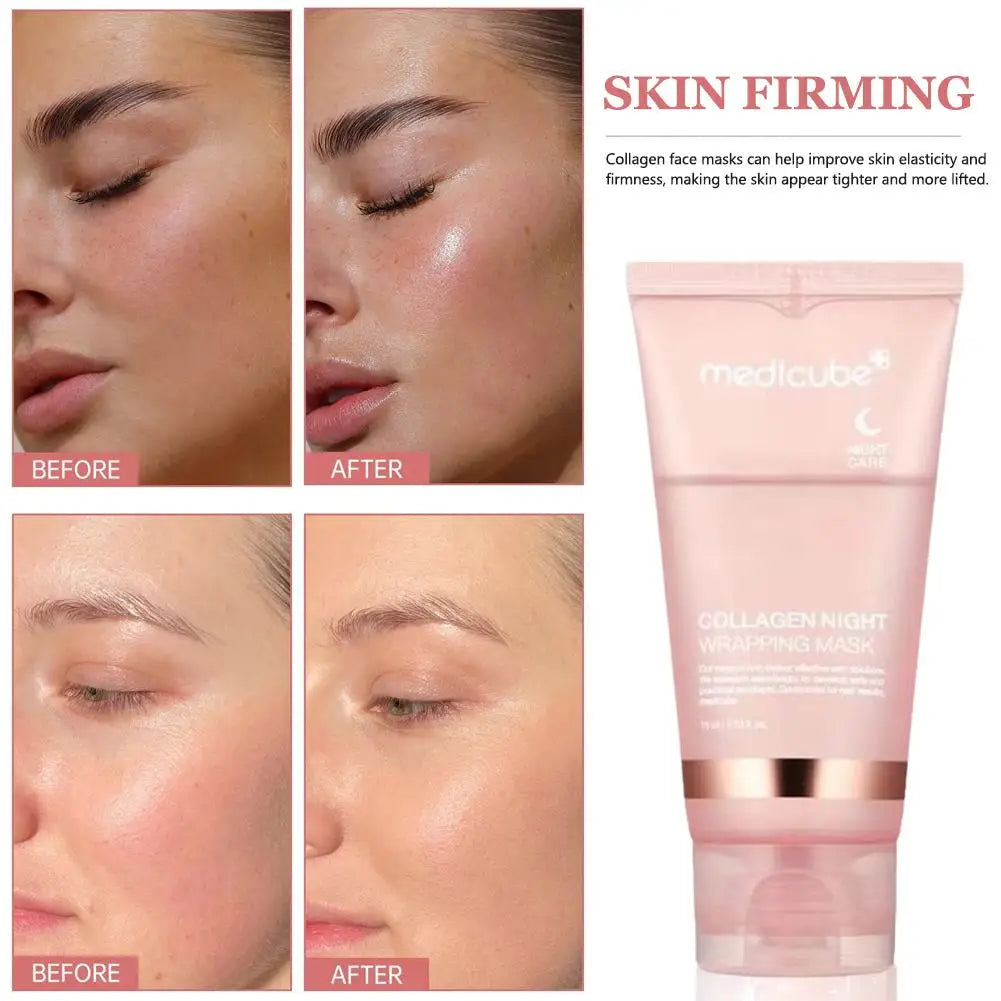 Collagen Overnight Wrapping Peel-Off Facial Mask 75ml Korean Night Mask For Deep Hydration Skin Care Repair